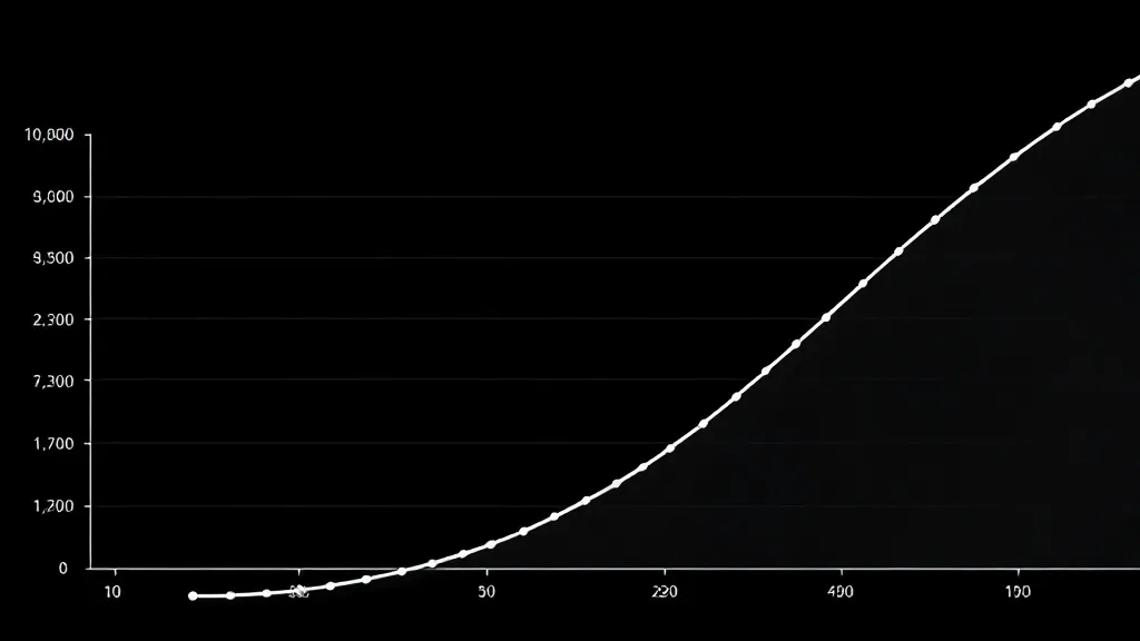 Clean minimalist data chart showing a curve, high contrast b